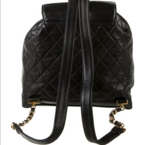 Chanel Vintage Quilted CC Black Lambskin Backpack - Picture 3 of 12